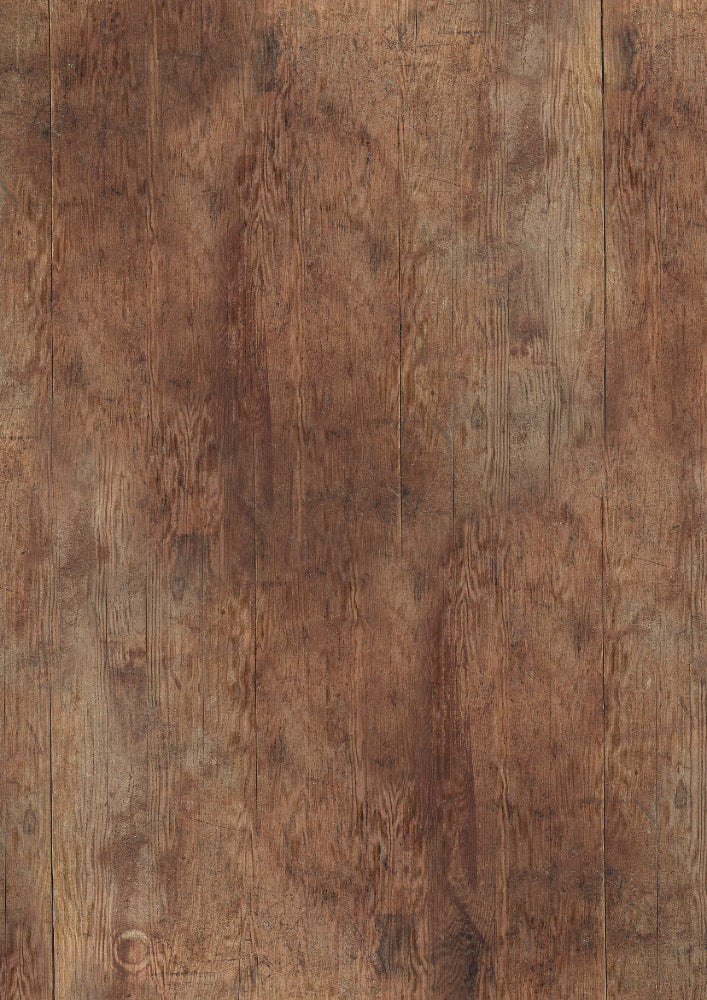 A wood-effect vinyl photography backdrop with natural color tones and visible grain and ring marks.