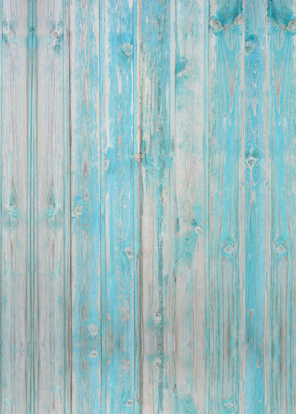 Weathered wood effect vinyl photography backdrop in a washed turquoise for food and product flat lays.