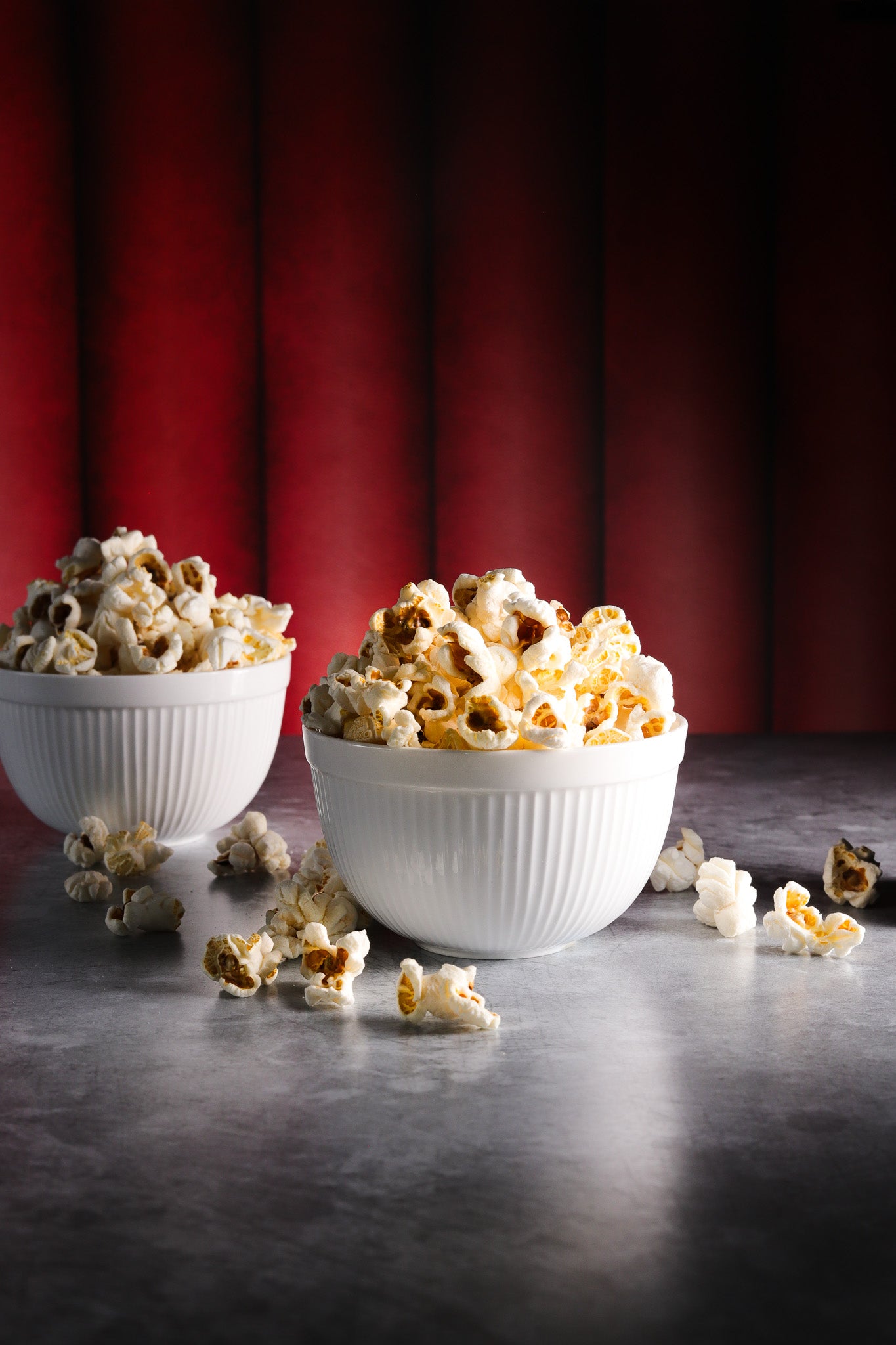 Diner red ribbed leather-effect photography backdrop
