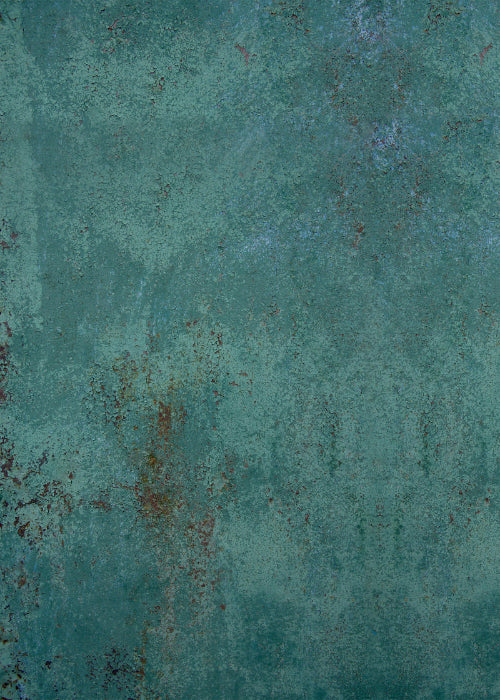 Textured teal vinyl photography backdrop with a rusted metal details