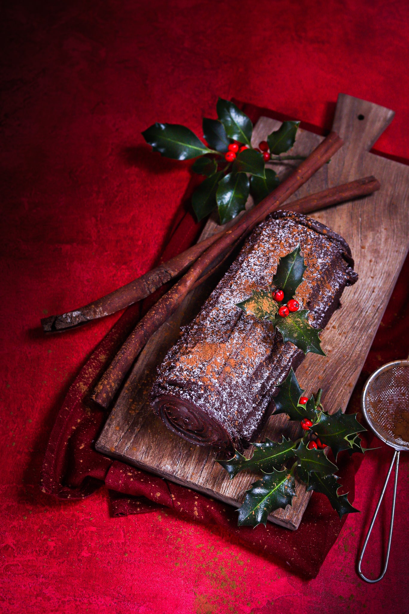 Ruby red plaster-effect photography backdrop