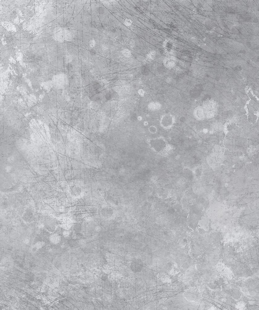 A textured grey vinyl photography backdrop with distressed concrete or metal-like appearance, featuring scratches, mottled patches, and a weathered finish.