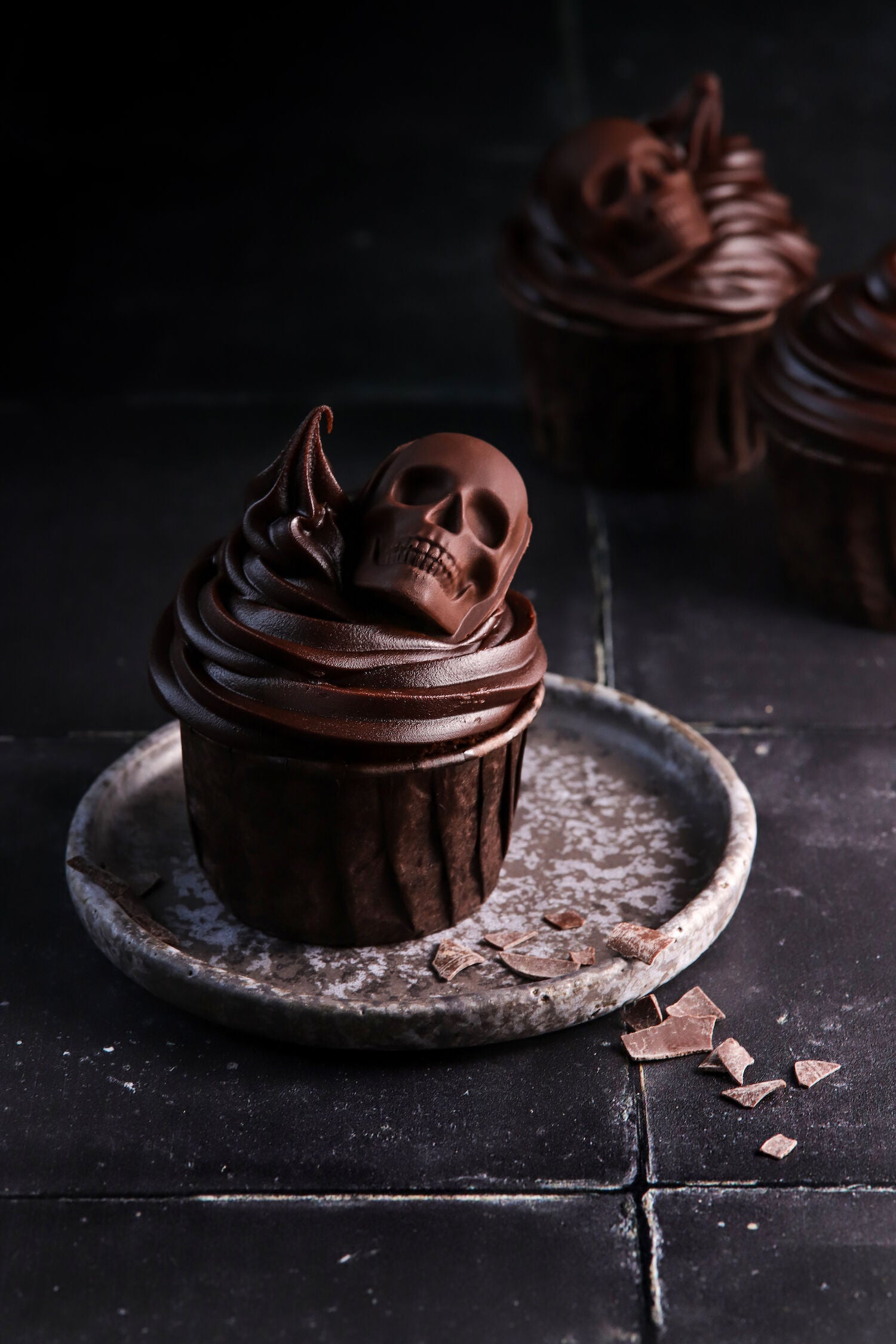 Scuttle black clay tile effect photography backdrop