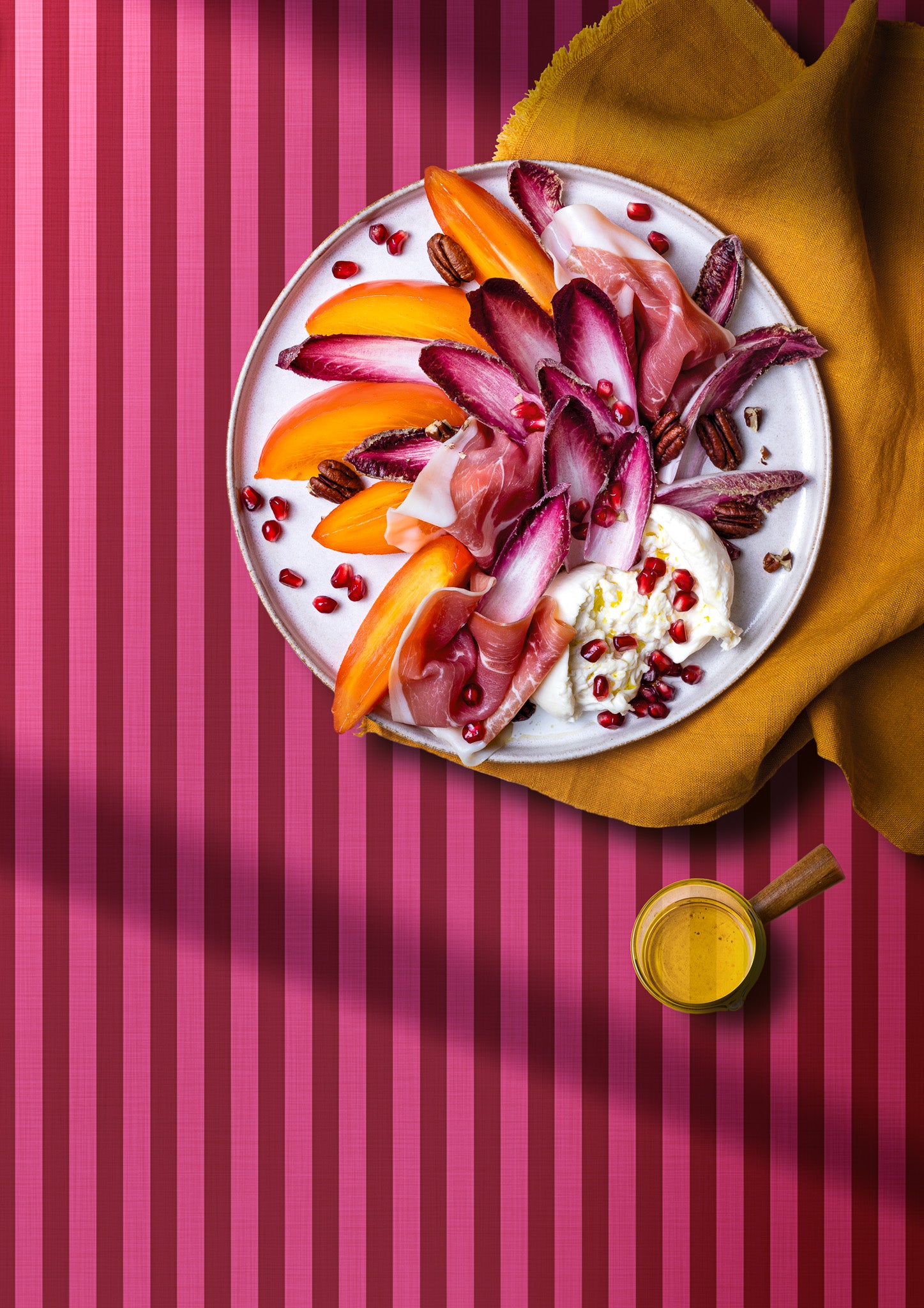 Rhubarb pink and red striped photography backdrop