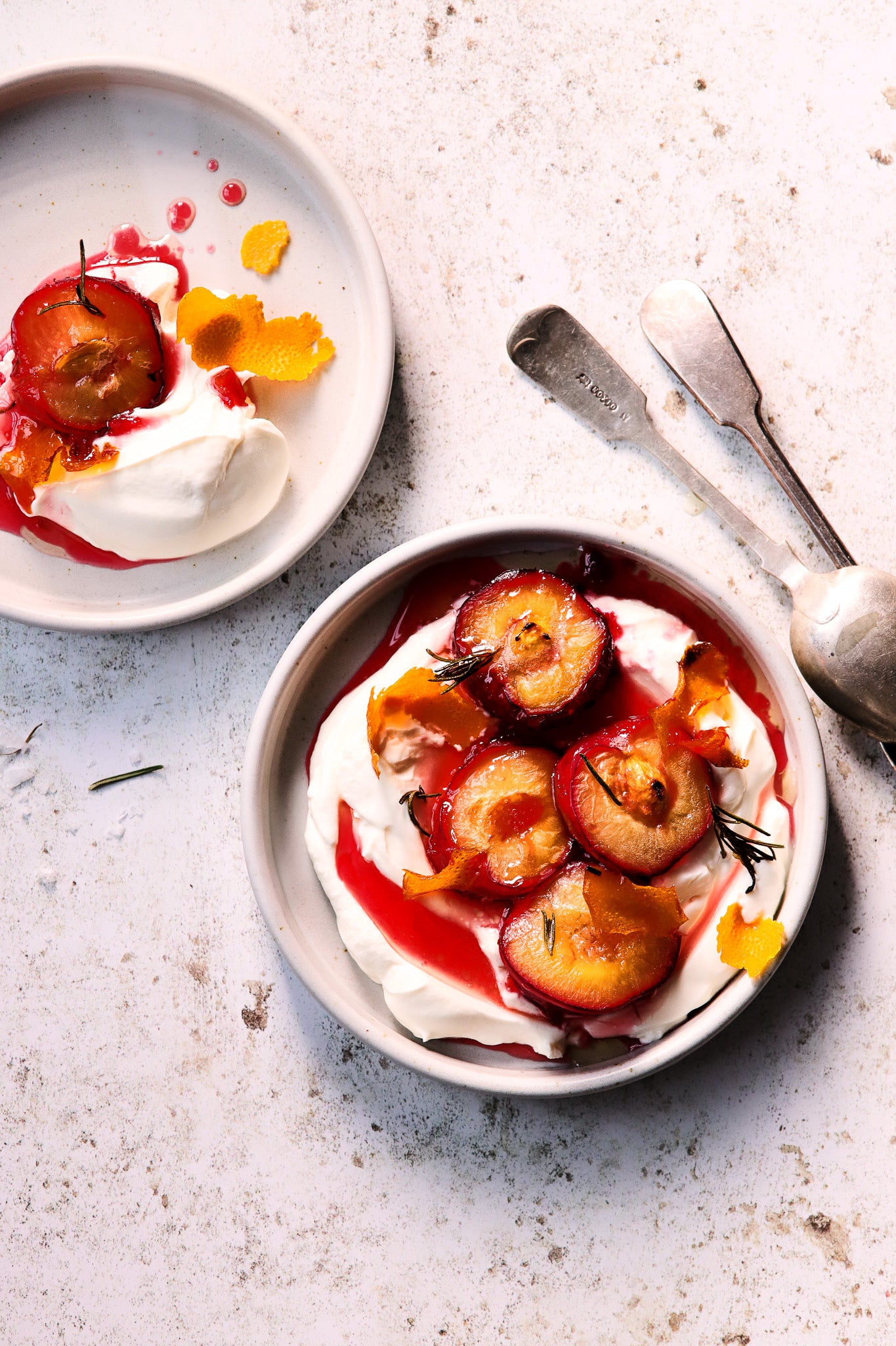 White food and product vinyl photography backdrop with baked nectarines