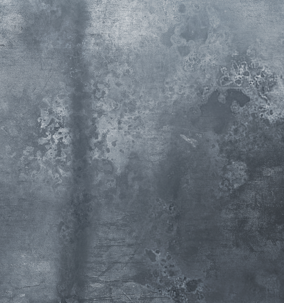 Close up of a grey vinyl photography backdrop with mottling and staining designed to resemble an aged zinc table surface, originally designed for cookbook cover photography.