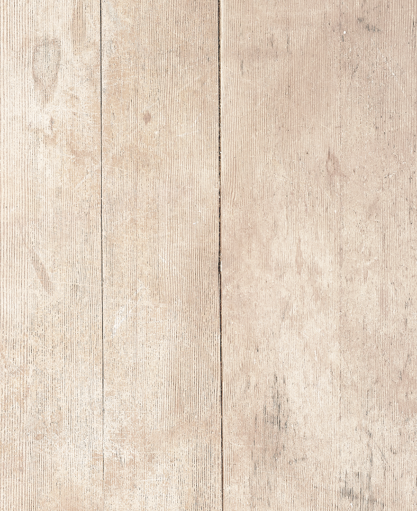 Close up of a vinyl photography backdrop featuring a faded light wood effect with vertical wood grain patterns.