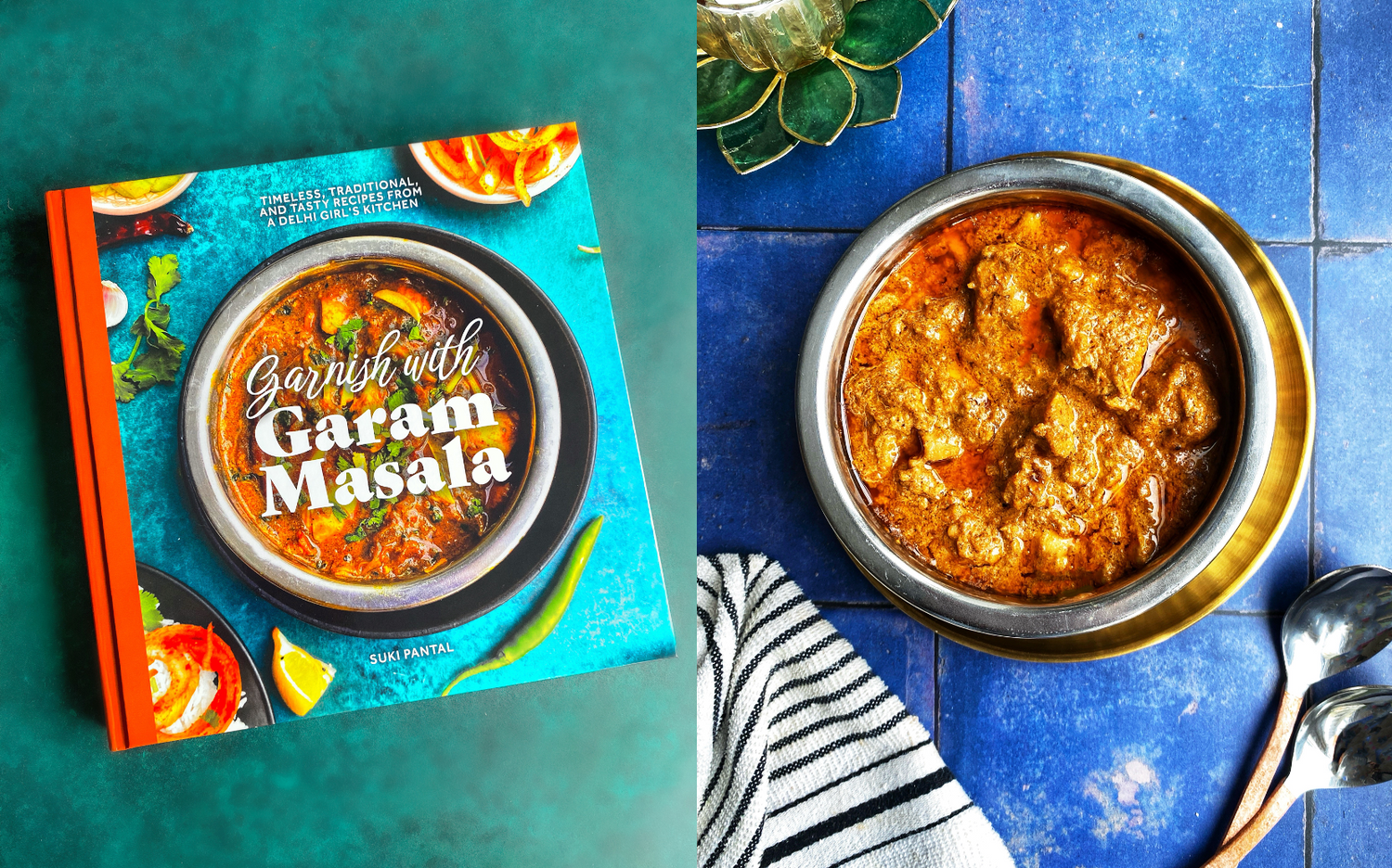 Beautiful cookbook 'Garnish with Garam Masala’, by Sukhmani Pantal photographed exclusively on our backdrops (with an iphone!)