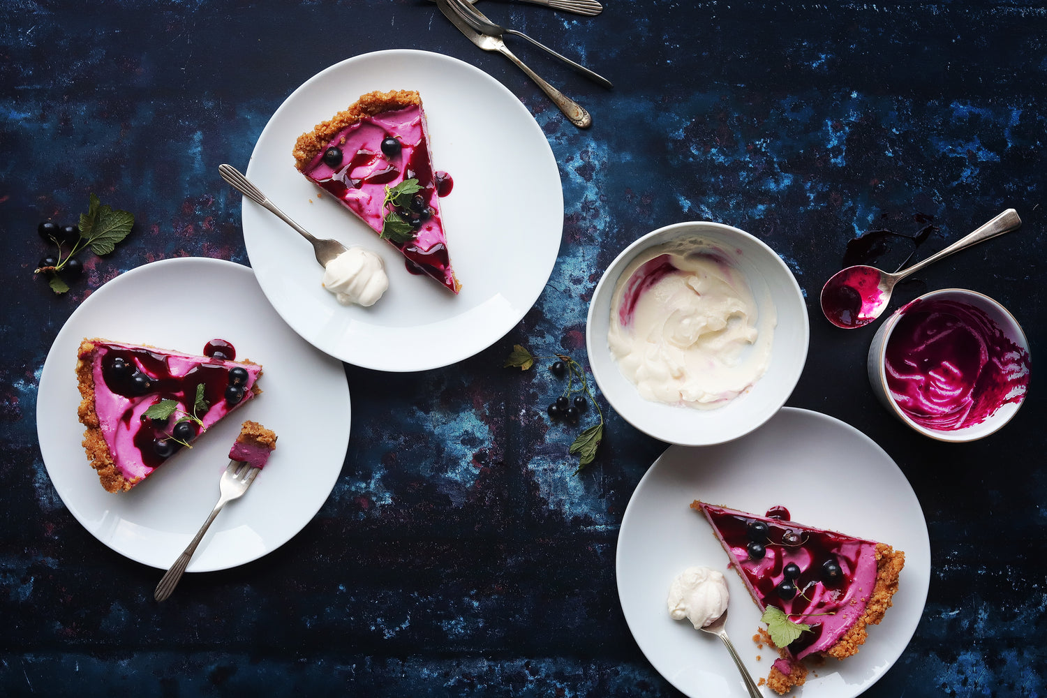 Blackcurrant cheesecake, 6 ways to style cake - a personal food styling and cake photography challenge!