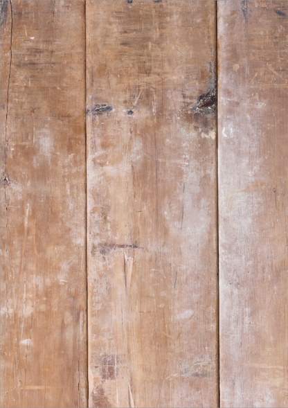 Vinyl photography backdrop captured from an antique wood board with visible wood grain, knots and cracks.
