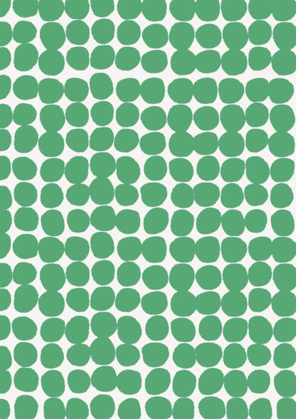 A green and white vinyl photography backdrop with a hazy edged irregular spotted pattern across the surface, for food and product styling.