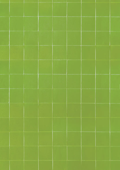 A Chartruese tile-effect vinyl backdrop with a grid pattern of square tiles and thin white grout lines for food photography and product photography.