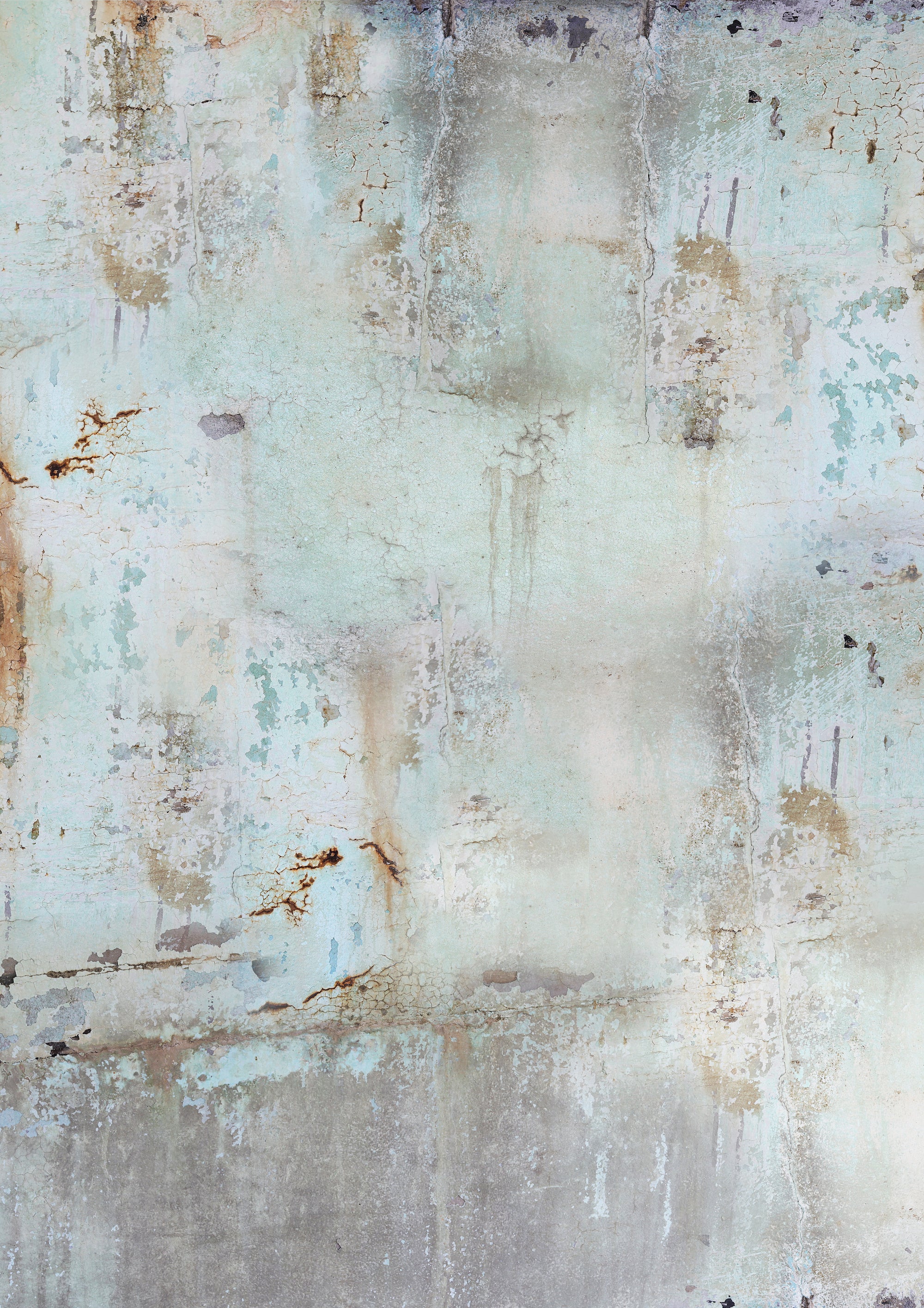 A vinyl photography backdrop featuring a distressed paint effect with varying shades of green, gray, and rust.