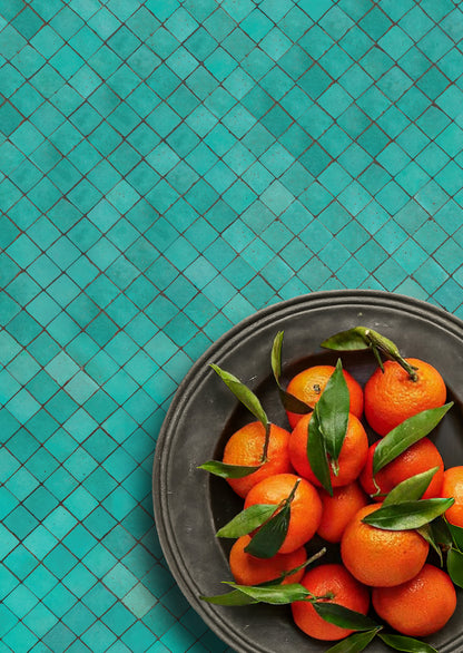 Firoza turquoise mosaic tile-effect photography backdrop