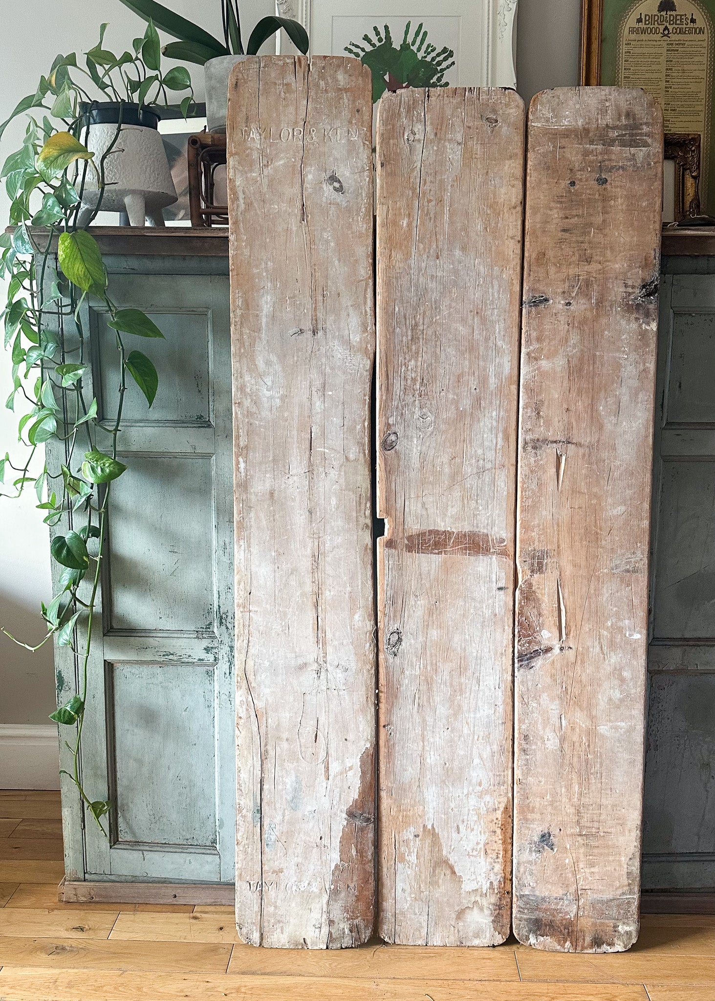 Set of three antique, English pine ware boards