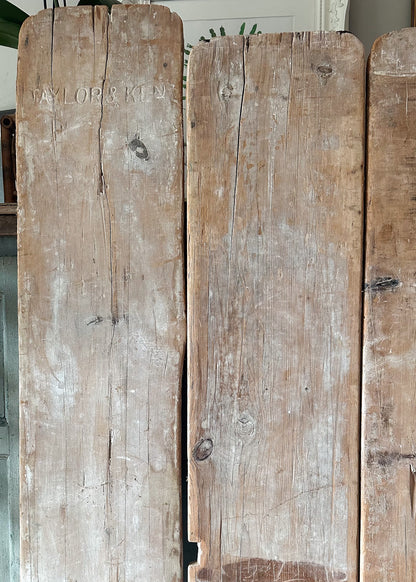 Set of three antique, English pine ware boards