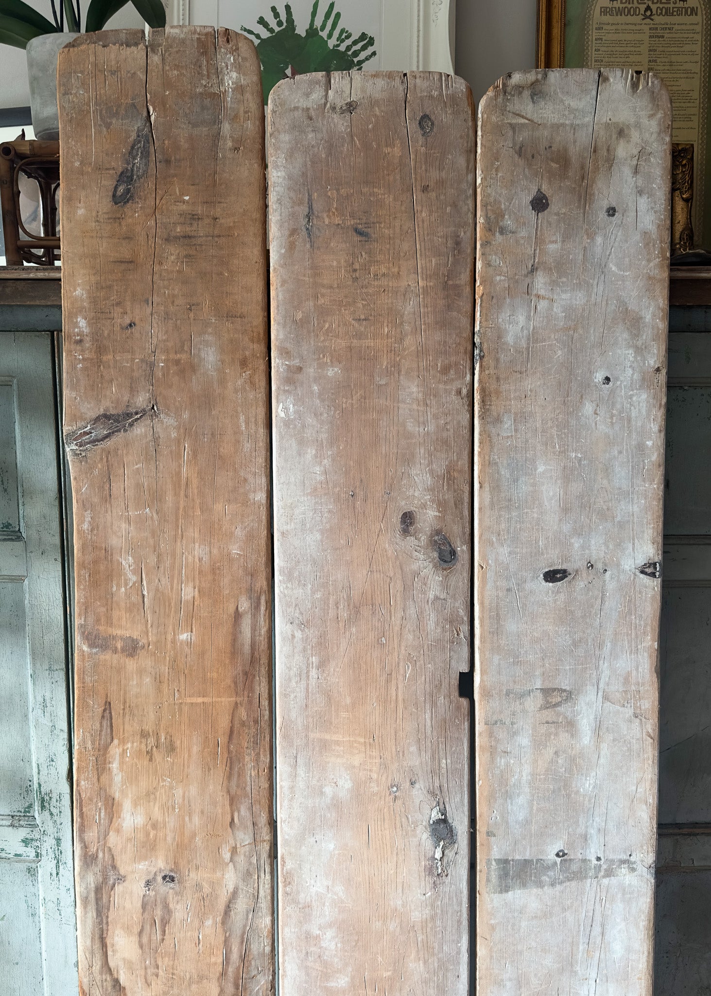 Set of three antique, English pine ware boards