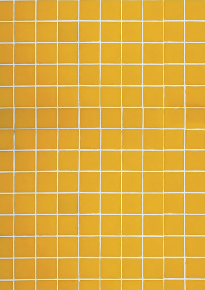 A close-up image of a yellow tile effect vinyl photography backdrop with white grout lines.
