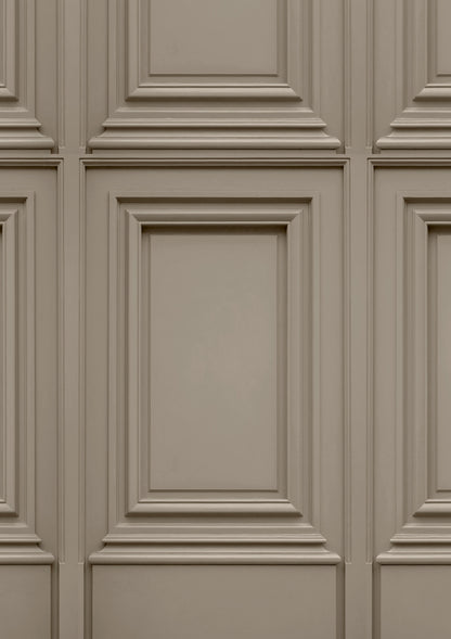 Close-up of a textured beige panel with decorative molding
