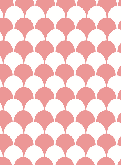 Close up of a scalloped soft pink and white tile effect photography backdrop.