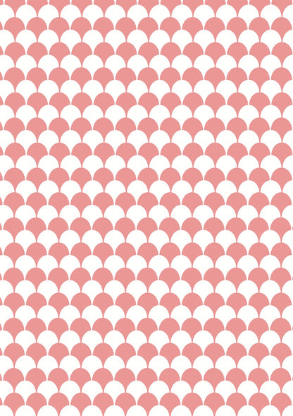 A scalloped soft pink and white tile effect photography backdrop.