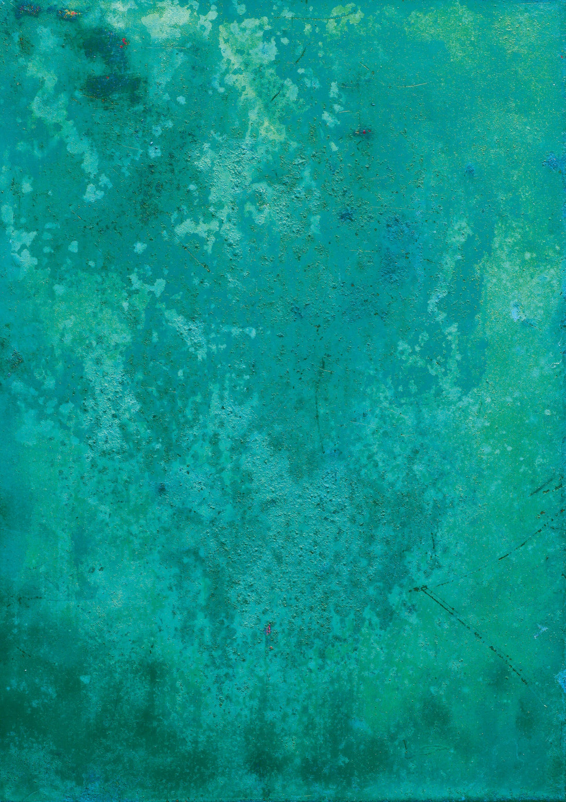 A vinyl photography backdrop with varying shades of blue and green, resembling a paint effect or rust on wood or metal.