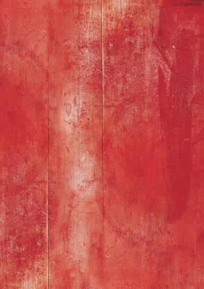 A bright scarlet red wood effect vinyl photography backdrop suitable for food and product styling.