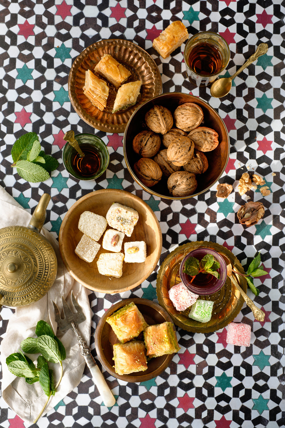 Souk multicoloured mosaic tile-effect photography backdrop