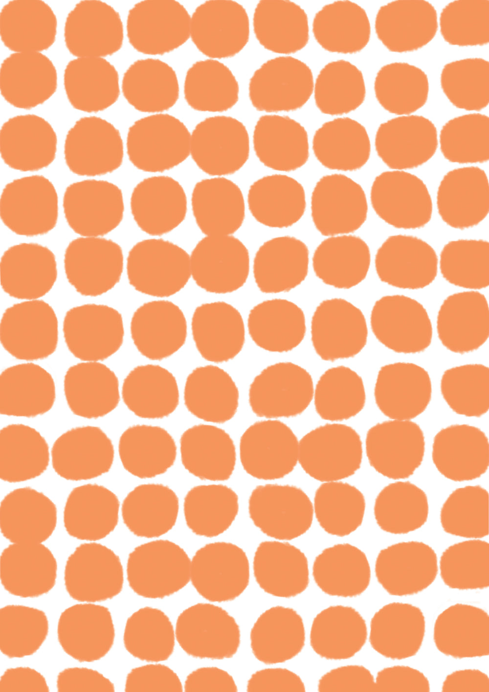 An orange and white vinyl photography backdrop with a hazy edged irregular spotted pattern across the surface, for food and product styling.