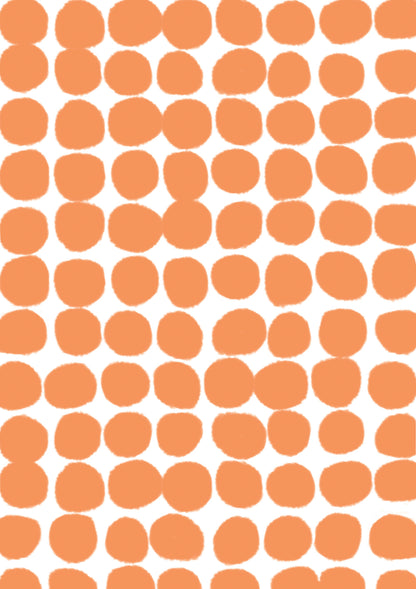 An orange and white vinyl photography backdrop with a hazy edged irregular spotted pattern across the surface, for food and product styling.