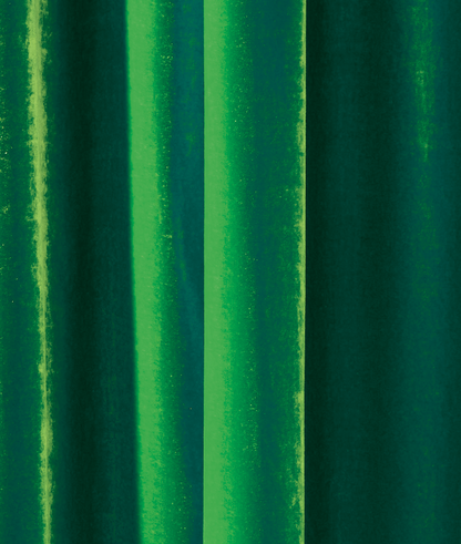 Close up of a grass green silk curtain-style vinyl photography backdrop.
