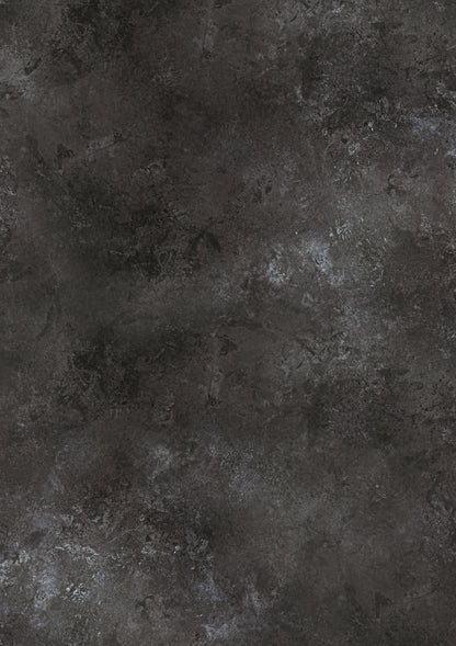 Hand-painted mottled effect vinyl photography backdrop in mixed dark greys and black tones with some grey and brown details captured from real granite.