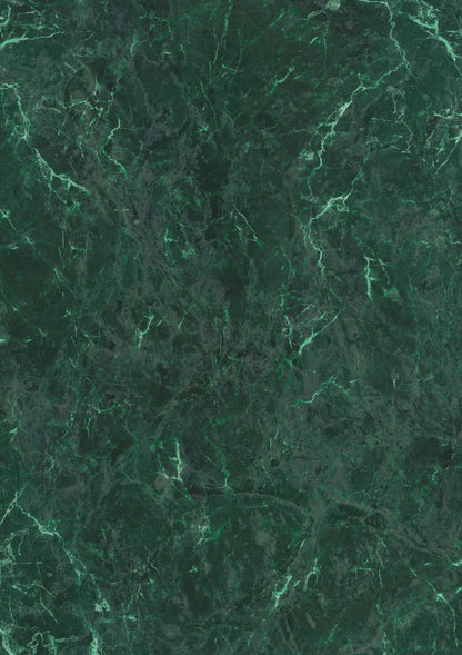 A close-up view of a green marble effect vinyl photography backdrop with areas of black, brown, and white, mimicking a natural stone pattern.