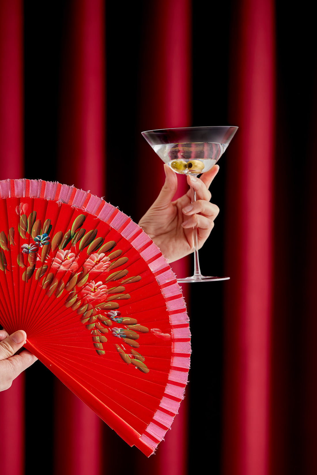 Red silk curtain effect photography backdrop