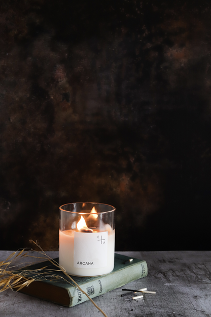 Brown metal effect food and product photography backdrop with a candle still life